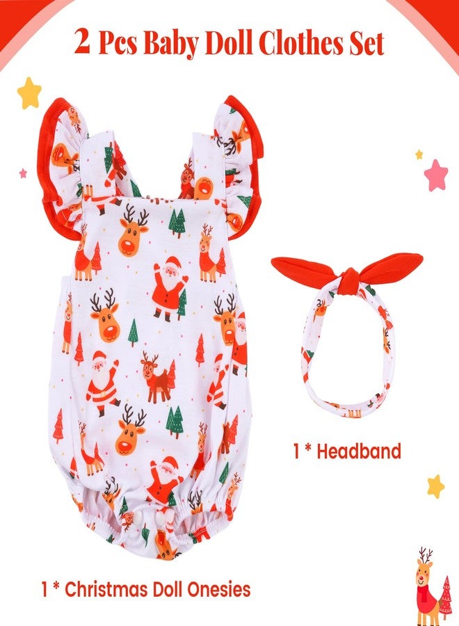 BABESIDE Reborn Baby Doll Clothes for 17- 22 Inch Dolls, Cute Santa Pattern Realistic Baby Doll Clothes Outfits with Headband, for Girls - Image 2